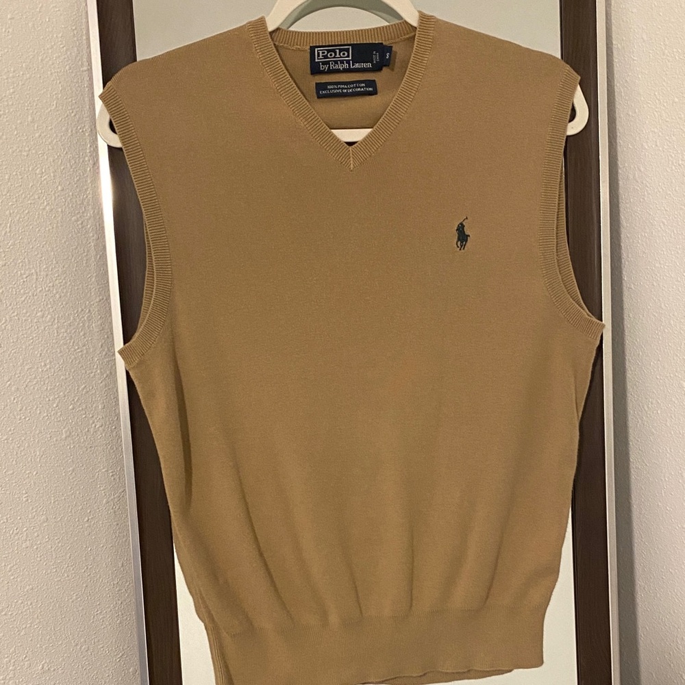 Polo by Ralph Lauren women’s Camel V-Neck Sweater Vest